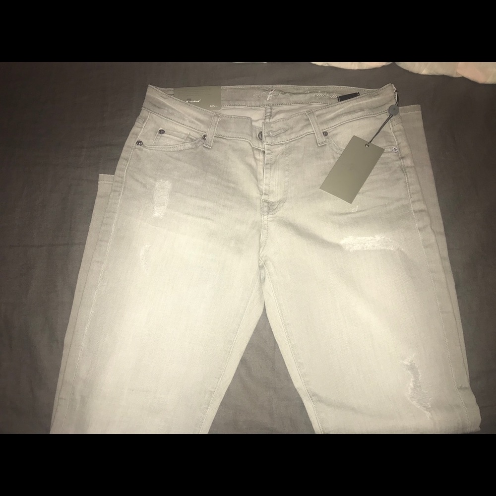 NWT 7 For All Mankind Distressed Cigarette Jeans